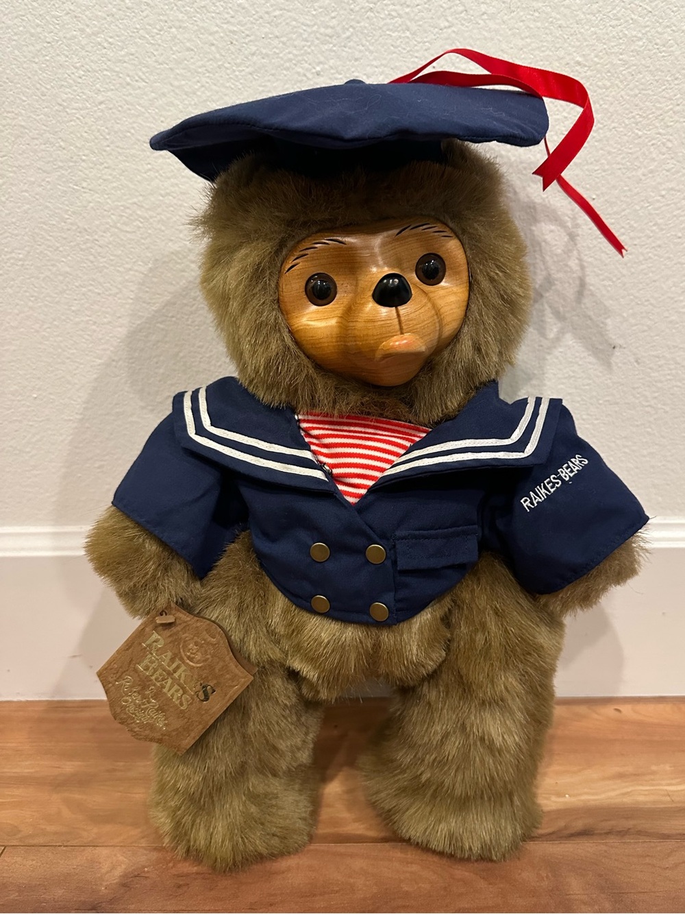 Vintage Robert Raikes Christopher Pouty Sailor Bear NWT Wood Face